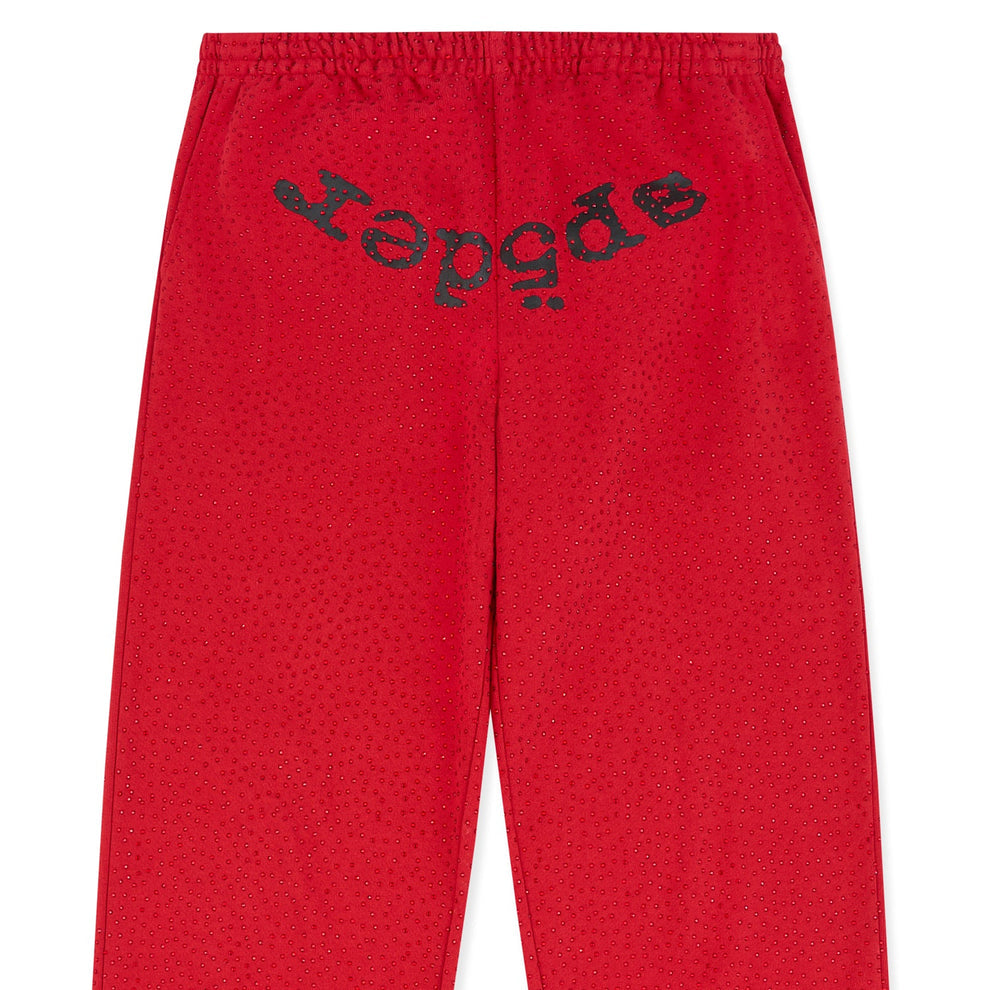 SWEATPANTS SPIDER RHINESTONE RED