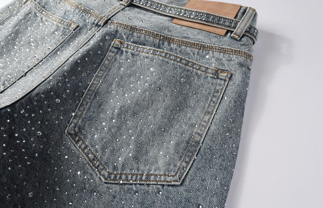 PURPLE FULL RHINESTONE JEANS PU9129