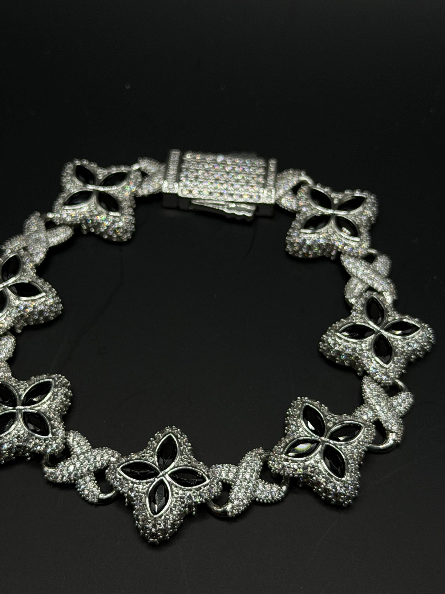 Black Floral Tennis Bracelet