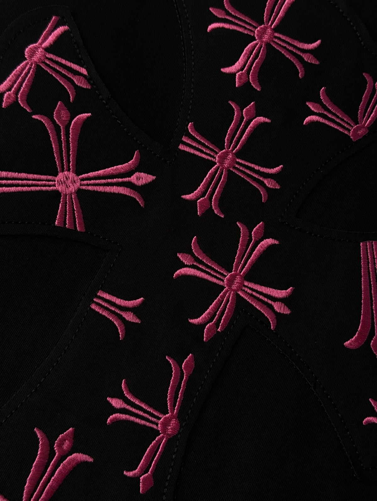 Chromehearts Bordada Cruces Rosadas Tshirt