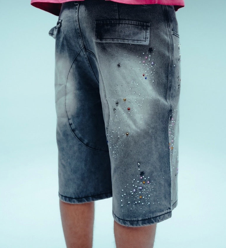 LURK BRAND Cross Drip Shorts Grey