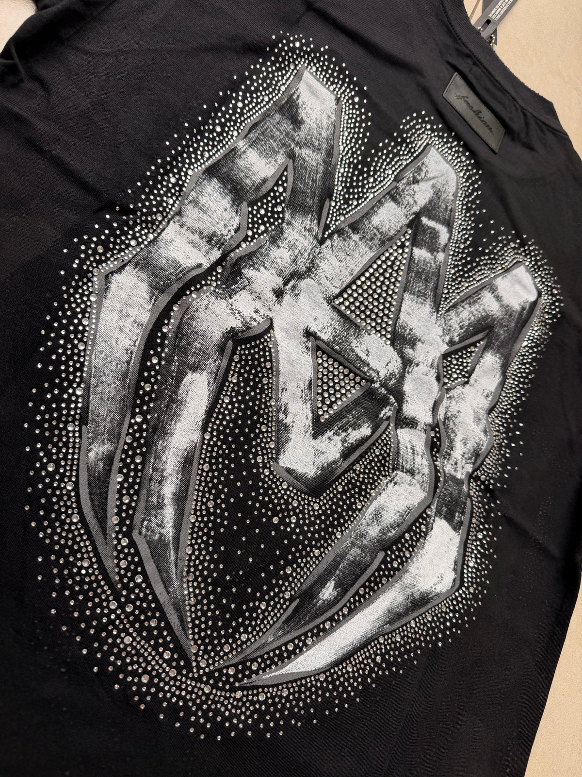 Amiri rhinestone metallic black Tshirt