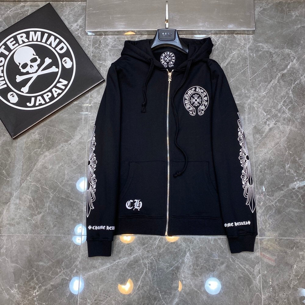 Chrome Hearts Exclusive Horseshoe Zip Up HoodieBlack