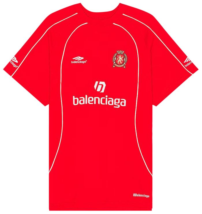Balenciaga Oversized Soccer T-Shirt 'Sporty Red/White'