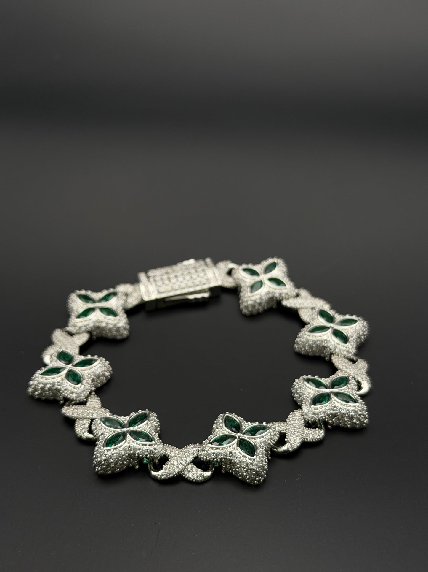 Green Floral Tennis Bracelet