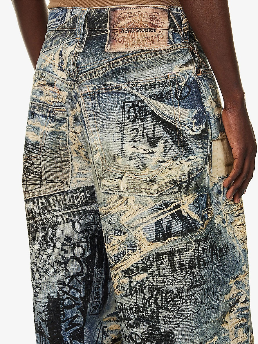 Acne Studios
Wide-Leg Printed Jeans Blue