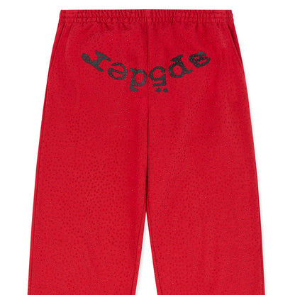 SWEATPANTS SPIDER RHINESTONE RED