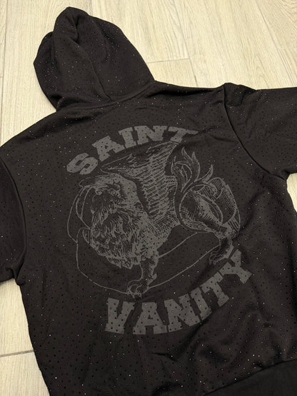 SAINT VANITY HOODIE RHINESTONE BLACK