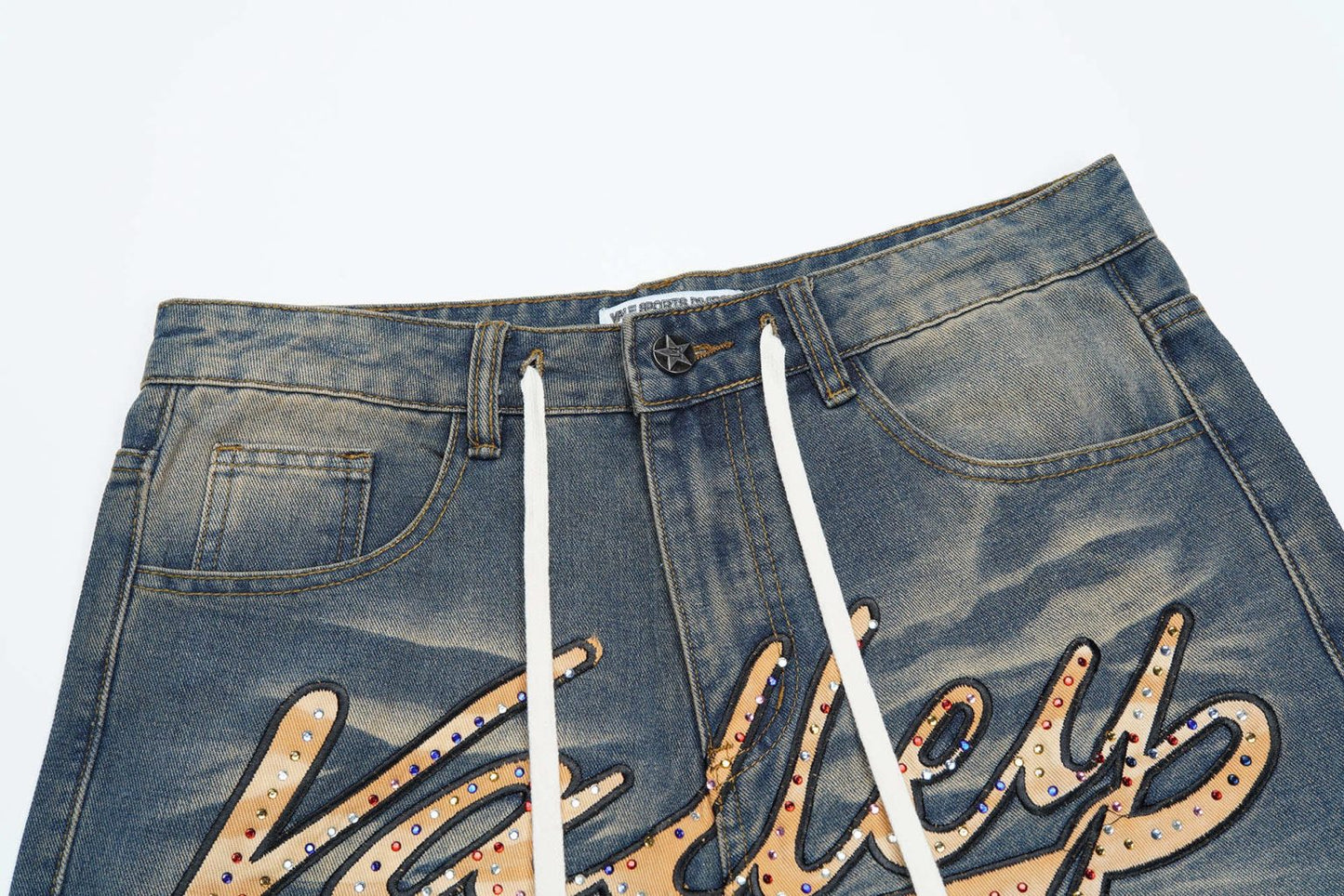 VALLEY VALE FOREVER SKITTLE DENIM JEAN SHORTS BLUE