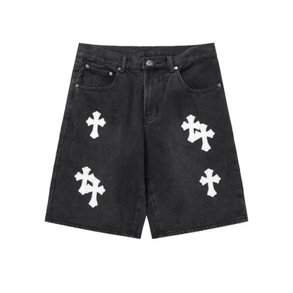 Chrome Hearts Black Denim Cross Patch black Shorts