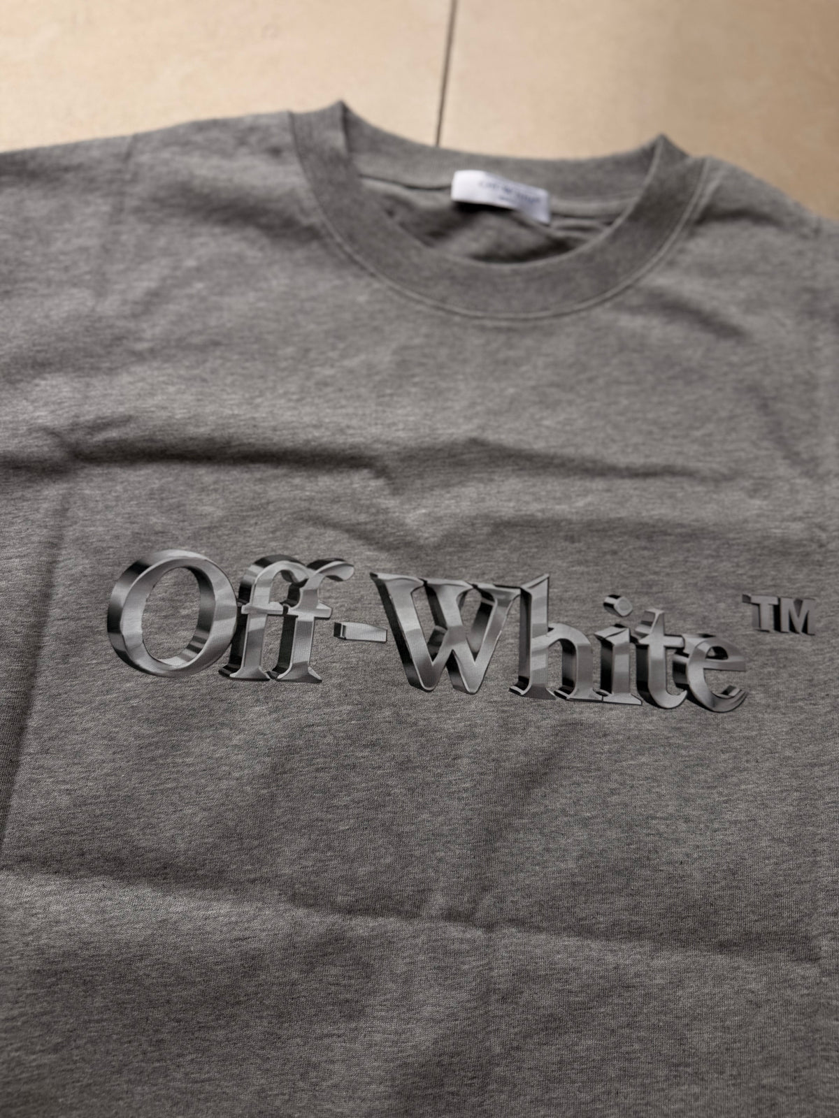 Off white METALLIC Letters Grey Tshirt