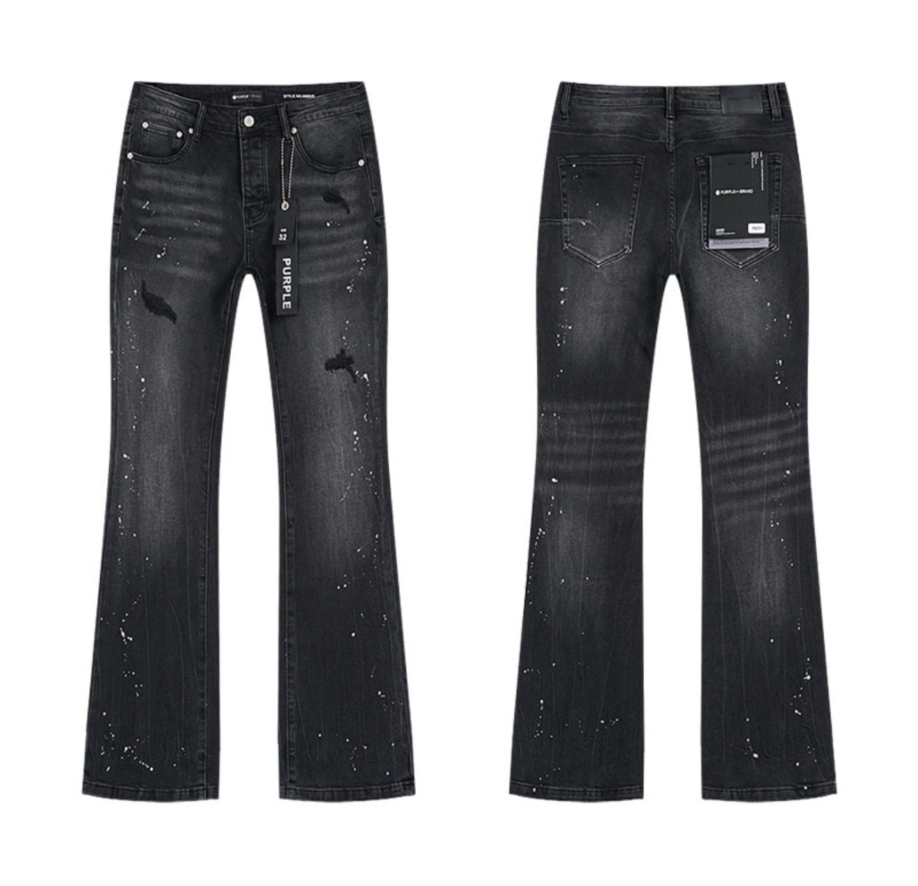 PURPLE JEANS FLARED BLACK PU711