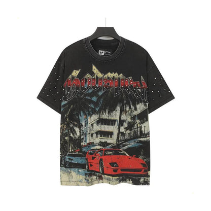 Godspeed rhinestone Miami Racing Black Tshirt