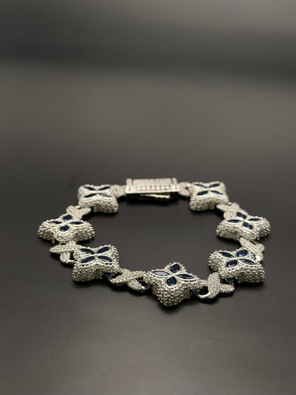 Blue Floral Tennis Bracelet