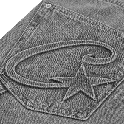 Corteiz CRTZ Embossed C-Star Denim Work Pant 'Grey’
