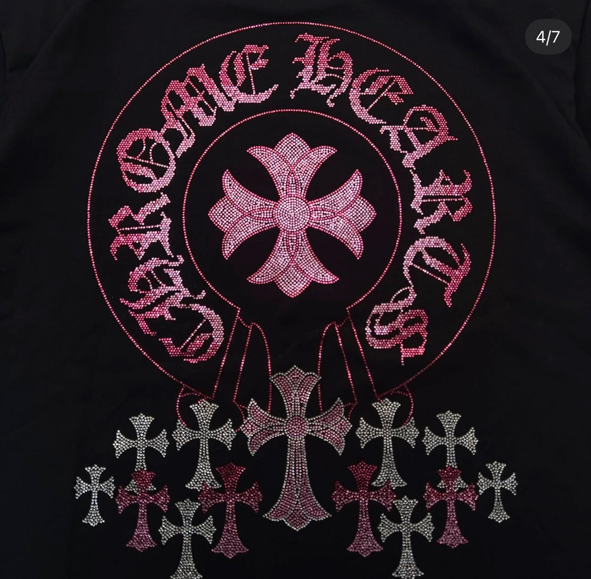 CHROMEHEARTS MULTI CROSS RHINESTONE BLACK TEE