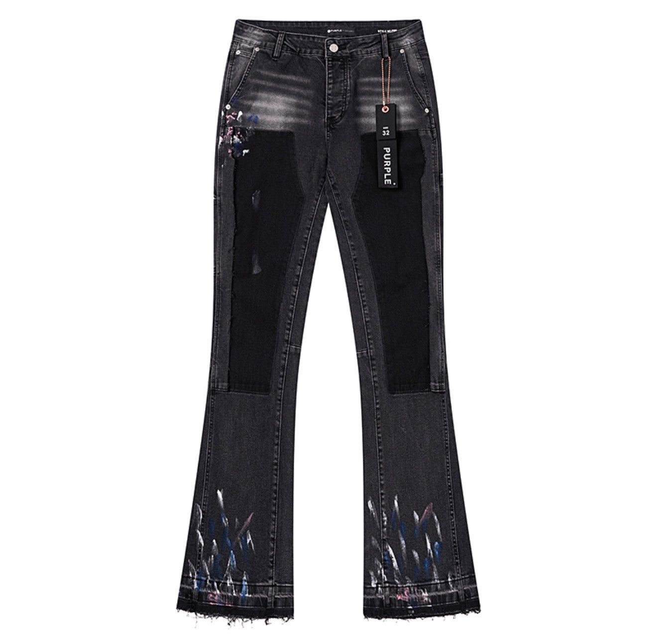Purple Jeans Black Flared Pu6039