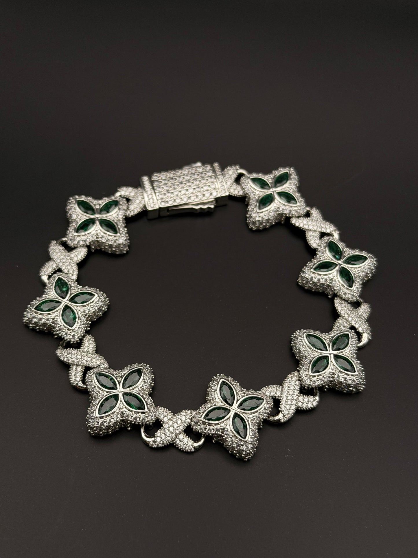 Green Floral Tennis Bracelet