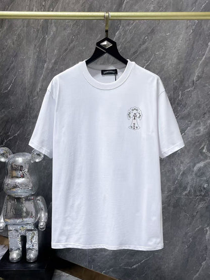 Chromehearts Rhinestone Cross white Tshirt
