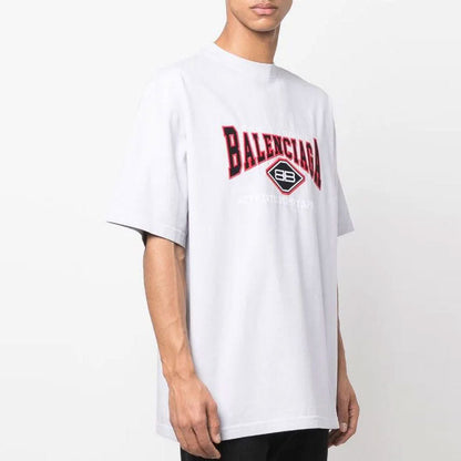 Balenciaga Light Grey Logo Embroidered White