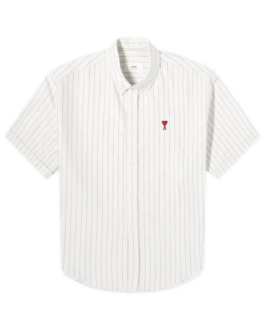 Ami Paris Men's White Boxy Fit Heart Short Sleeve