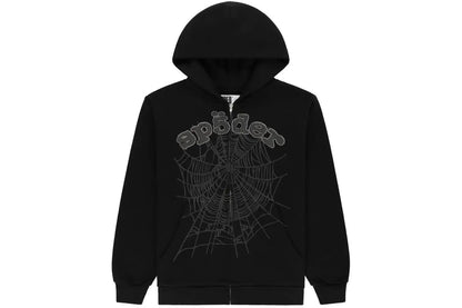 Spider x Young Thug zip-up hoodie with rhinestone detailing.