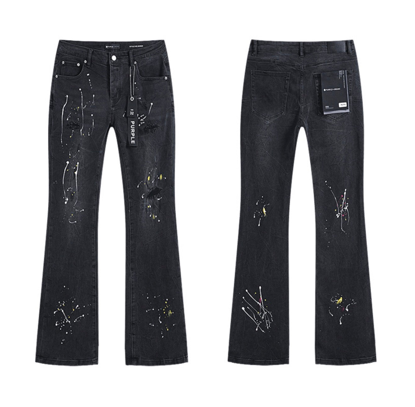 PURPLE FLARED BLACK JEANS PRINT P716