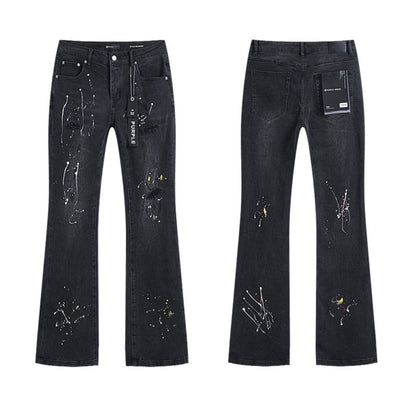 PURPLE FLARED BLACK JEANS PRINT P716