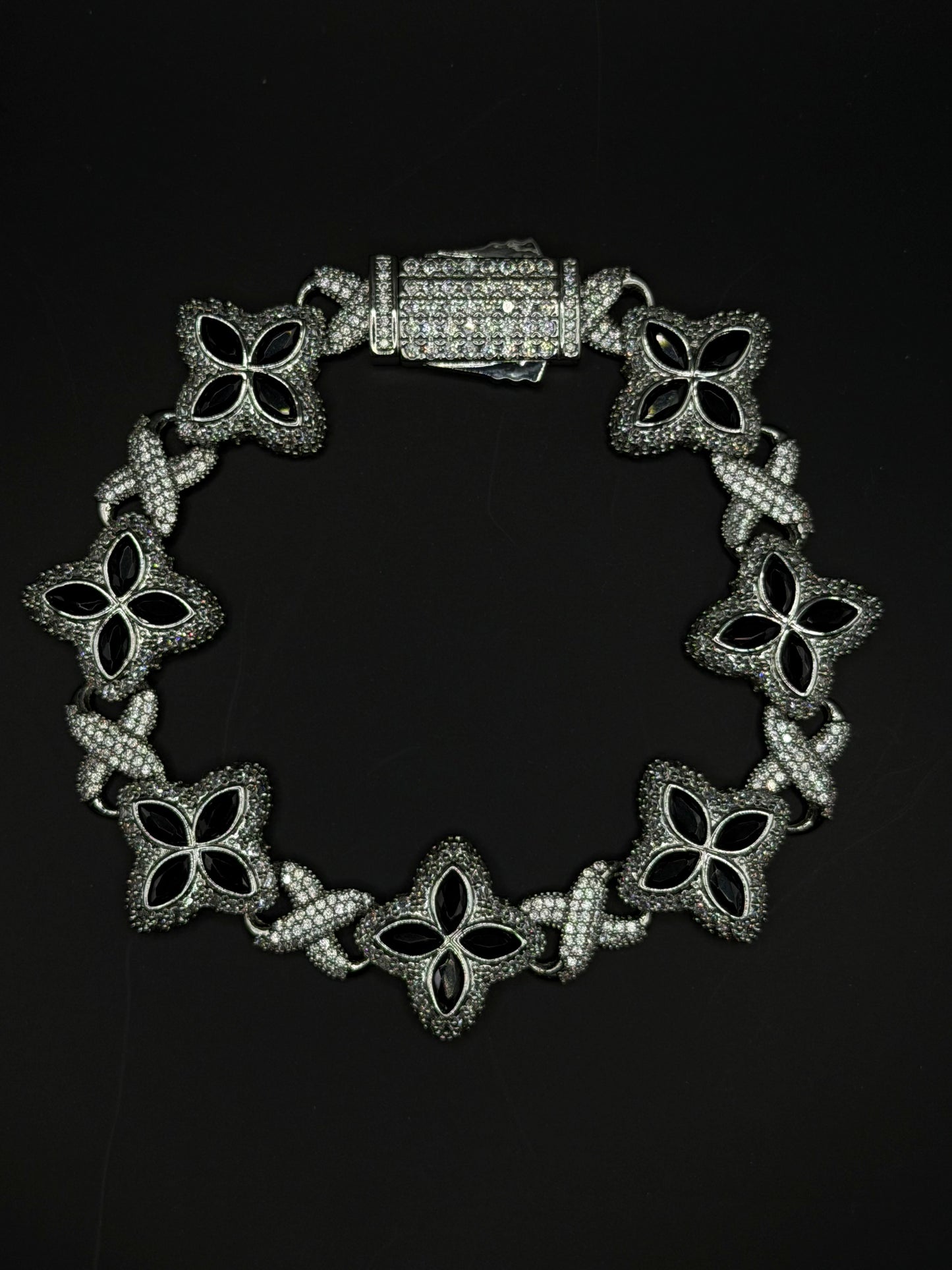 Black Floral Tennis Bracelet