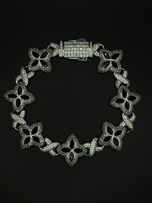 Black Floral Tennis Bracelet