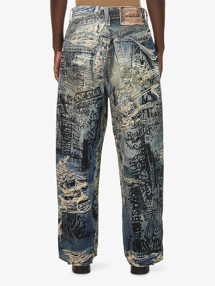 Acne Studios
Wide-Leg Printed Jeans Blue