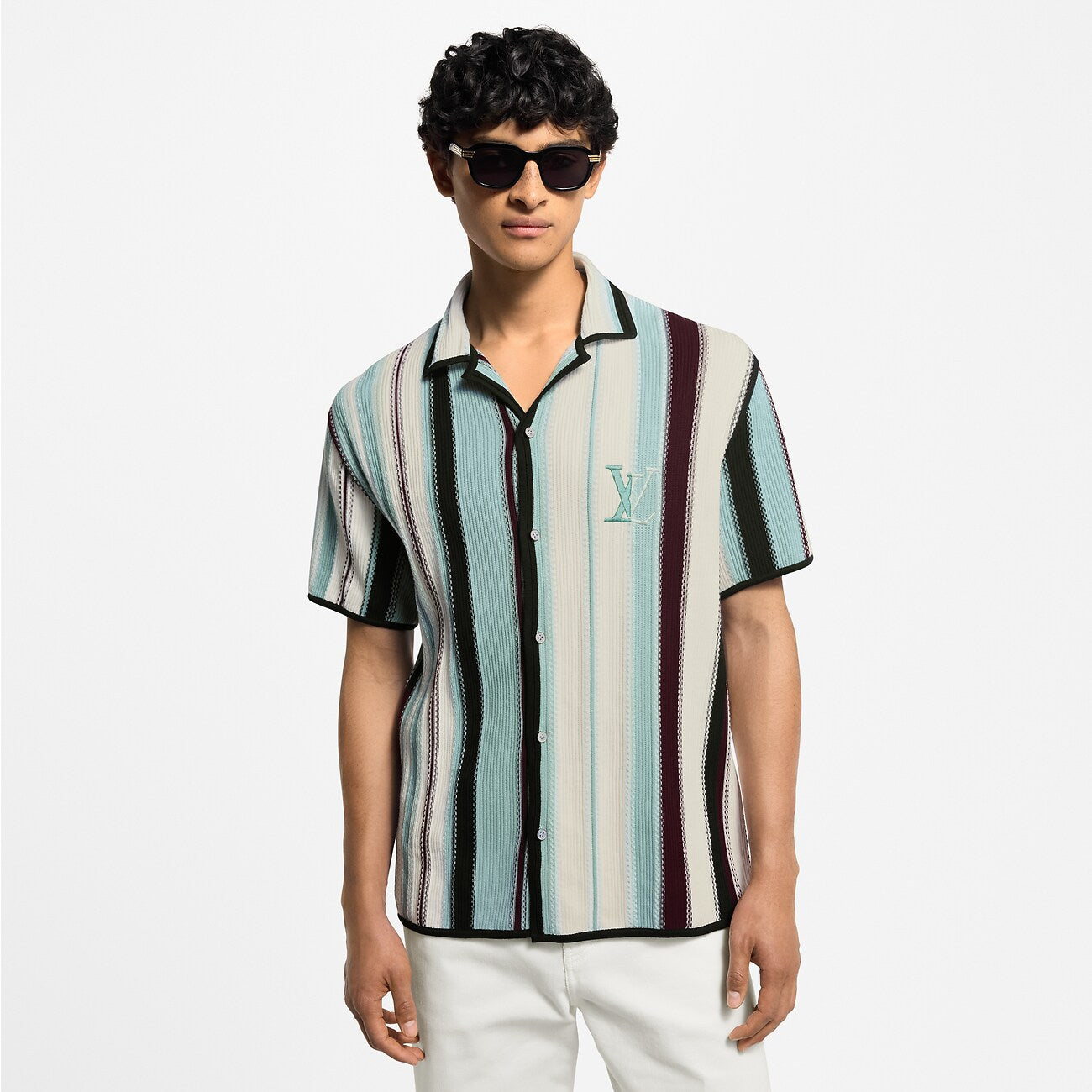 CAMISA LOUIS VUITTON Striped Crochet Short-Sleeved