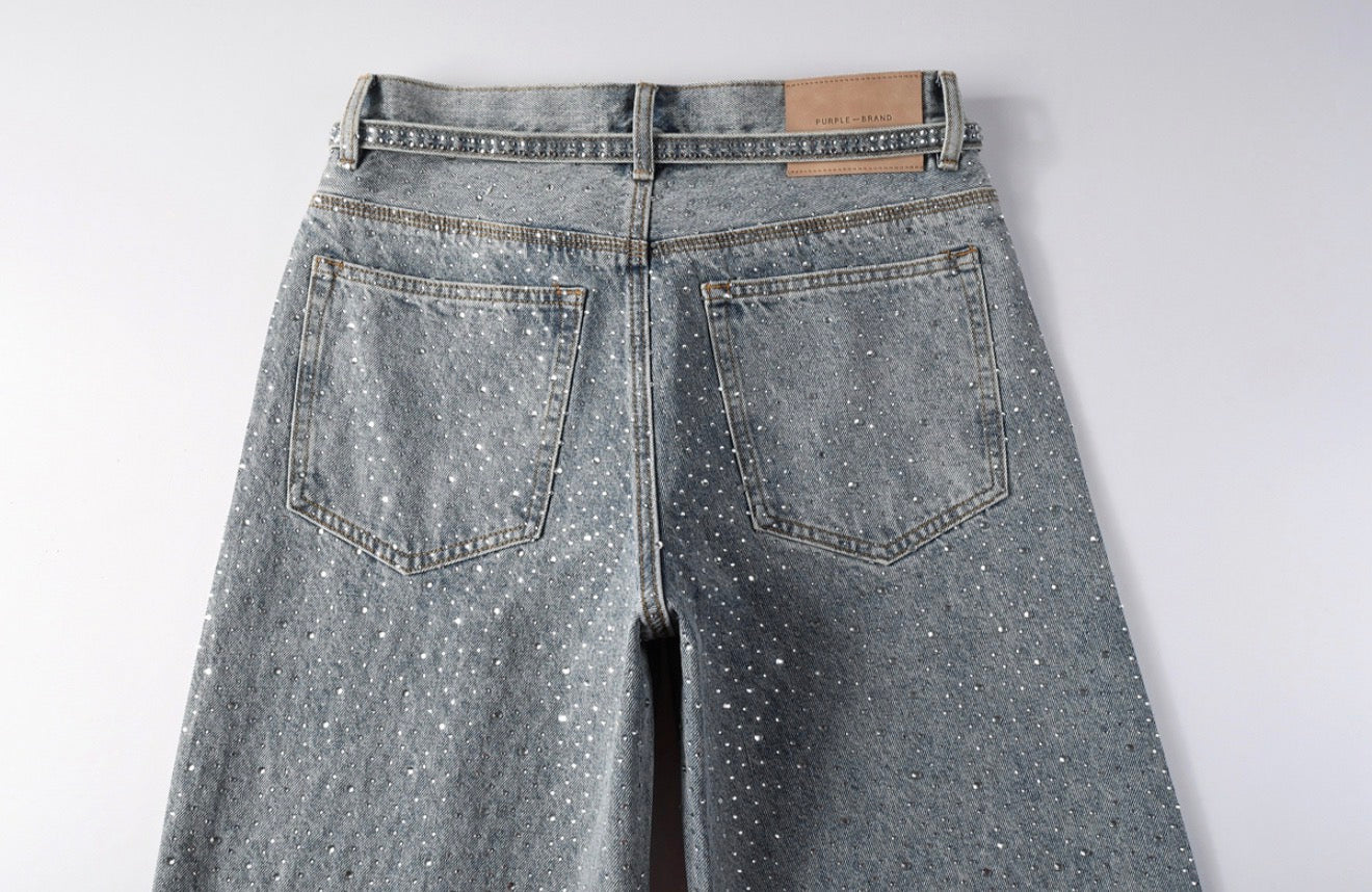 PURPLE FULL RHINESTONE JEANS PU9129