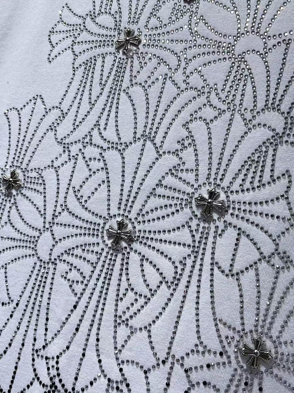 Chromehearts Rhinestone Cross white Tshirt