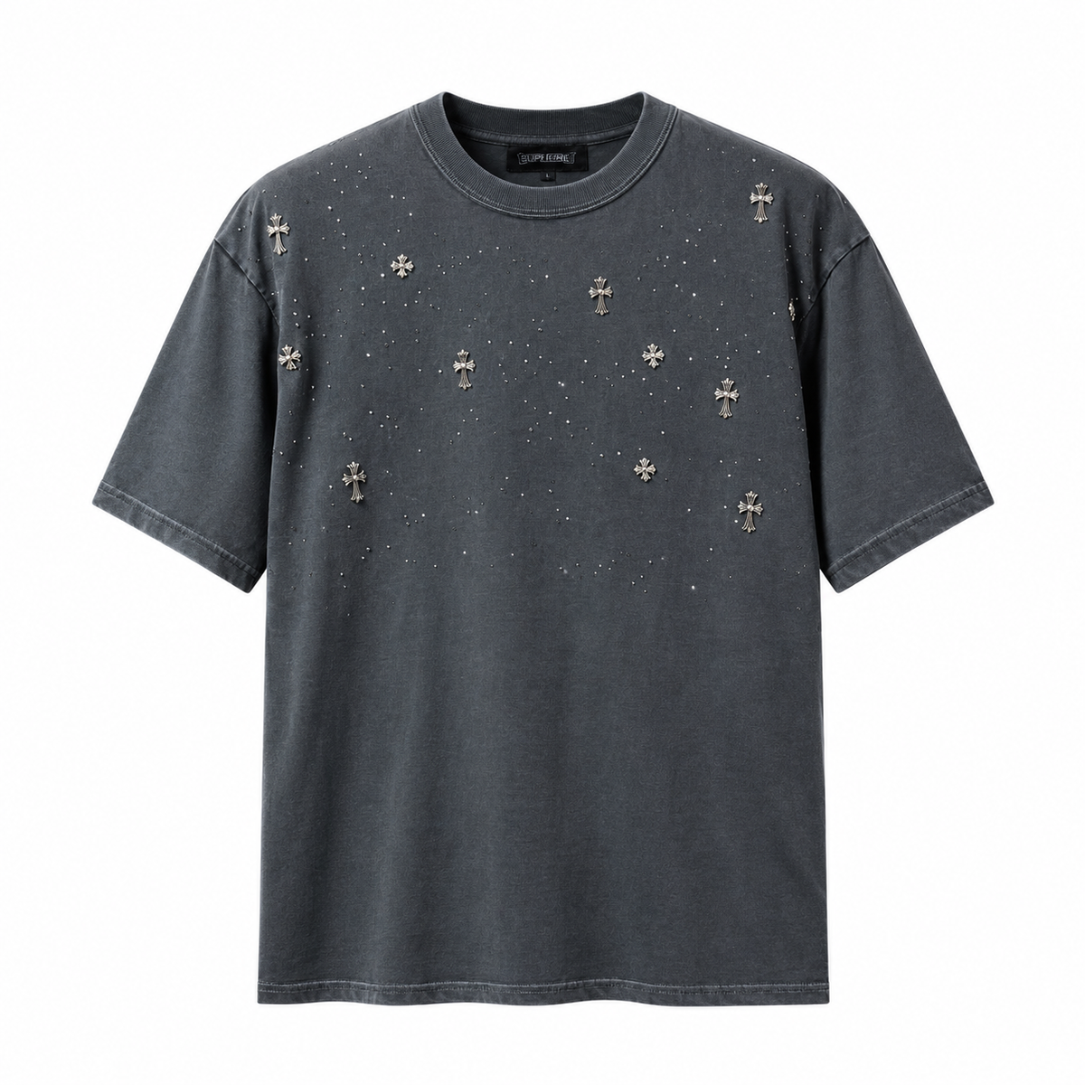 Chromehearts Diamond Rhinestone Grey Tshirt