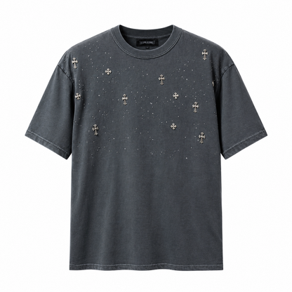 Chromehearts Diamond Rhinestone Grey Tshirt