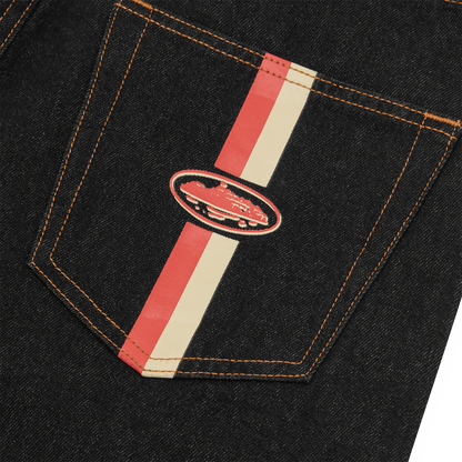 Corteiz DUAL STRIPE BAGGY JEANS [WASHED BLACK]