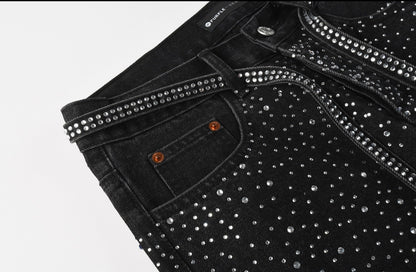 PURPLE RHINESTONE BLACK JEANS PU9128