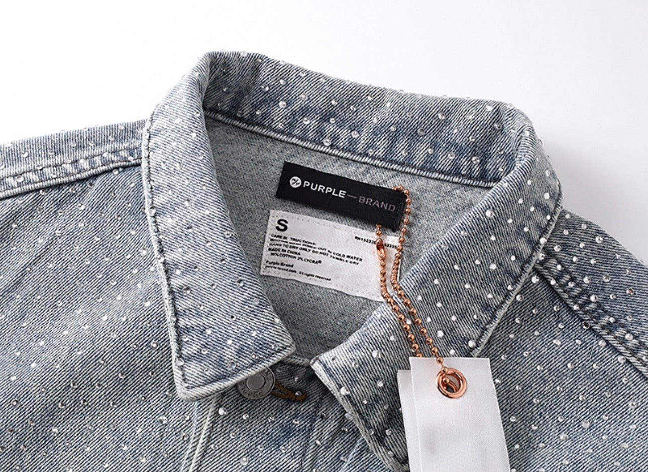 PURPLE BRAND 
Rhinestone-Embellished Denim Jacket