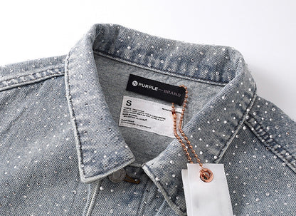 PURPLE BRAND 
Rhinestone-Embellished Denim Jacket