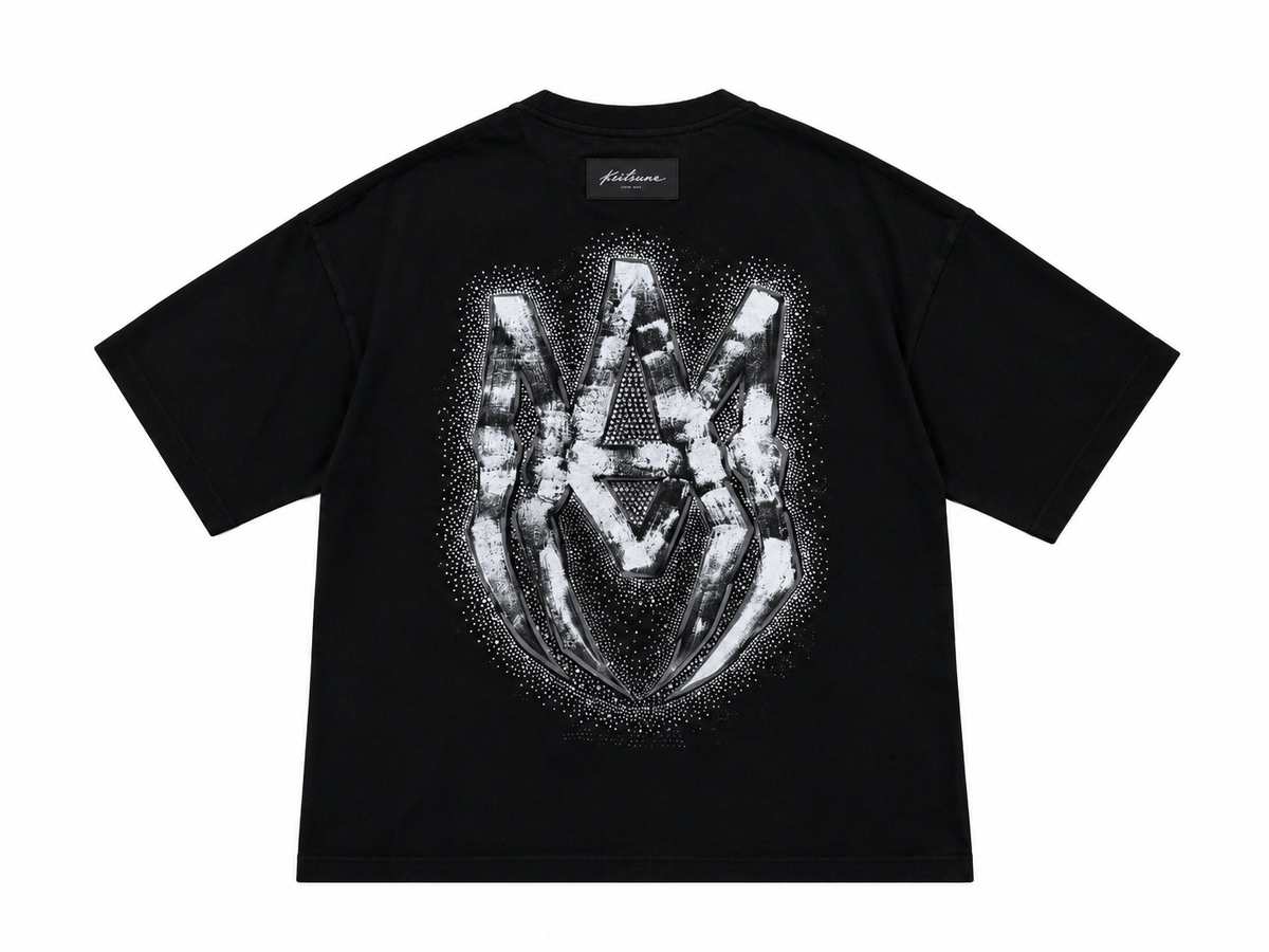 Amiri rhinestone metallic black Tshirt