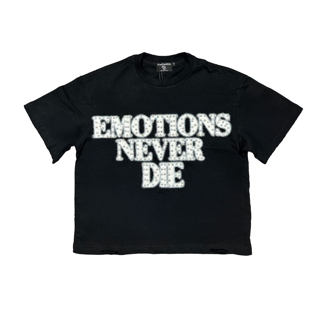 MIXED EMOTION NEVER DIE RHINESTONE END TEE