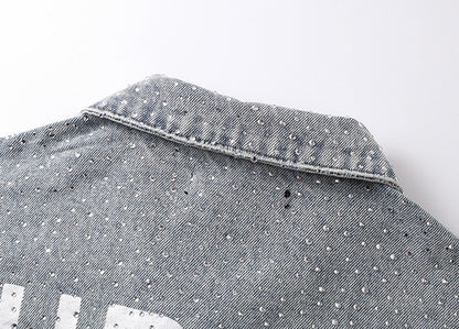 PURPLE BRAND 
Rhinestone-Embellished Denim Jacket