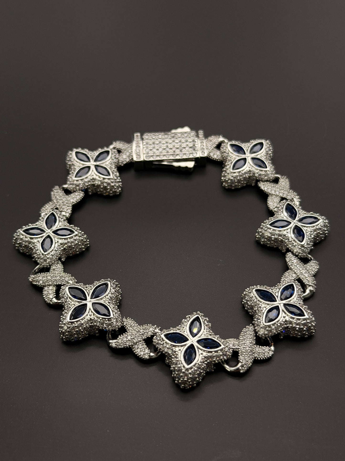 Blue Floral Tennis Bracelet