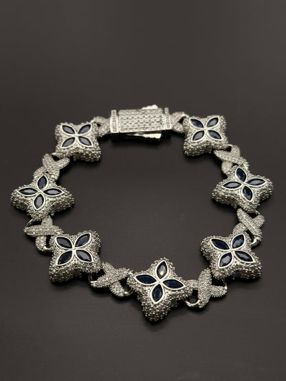 Blue Floral Tennis Bracelet