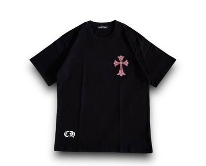 CHROMEHEARTS MULTI CROSS RHINESTONE BLACK TEE