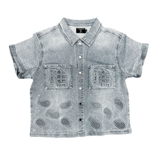 MIXED EMOTION 'PAISLEY' DENIM BLUE SHIRT