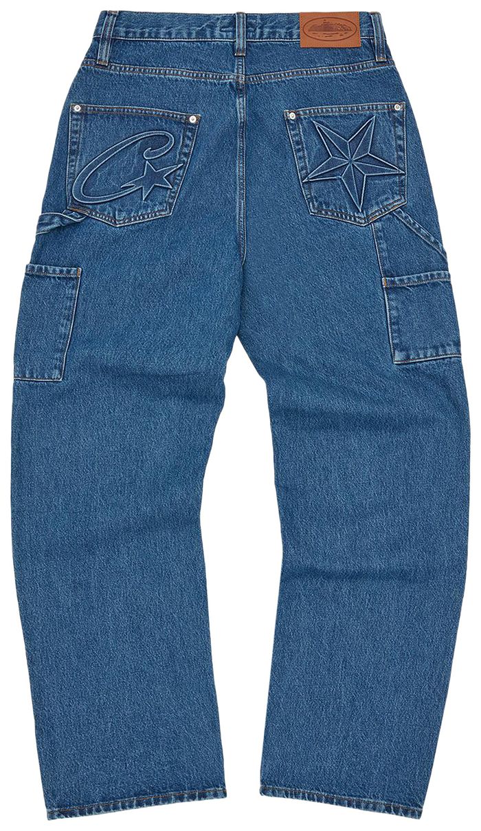 Corteiz CRTZ Embossed C-Star Denim Work Pant 'Blue'