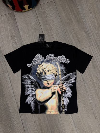 Mixed Emotion Boy with a bow Black Tshirt
