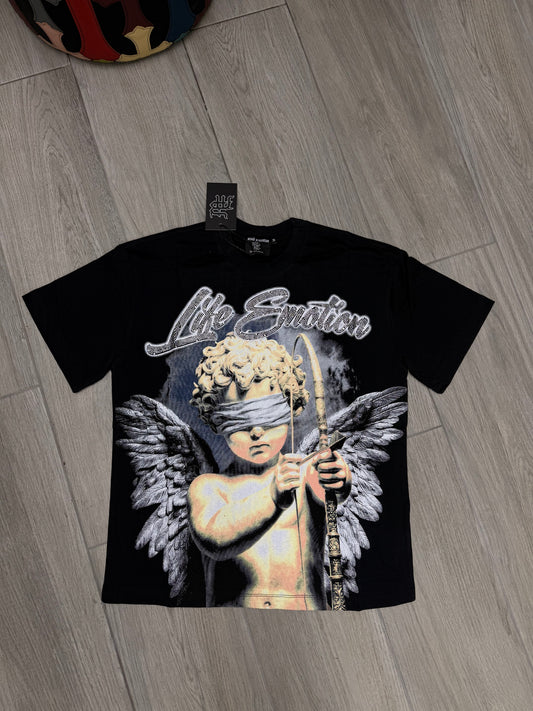 Mixed Emotion Boy with a bow Black Tshirt